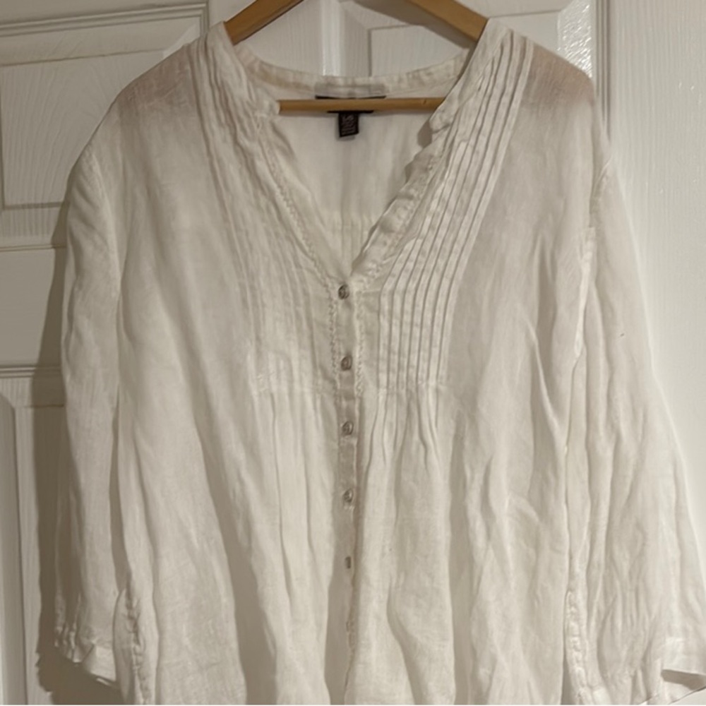 Tommy Bahama White Linen Blouse